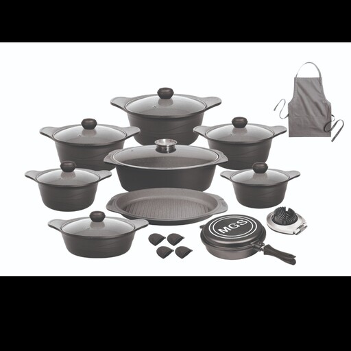 سرویس قابلمه چدن گرانیت 23 پارچه MGS طرح کره ای D