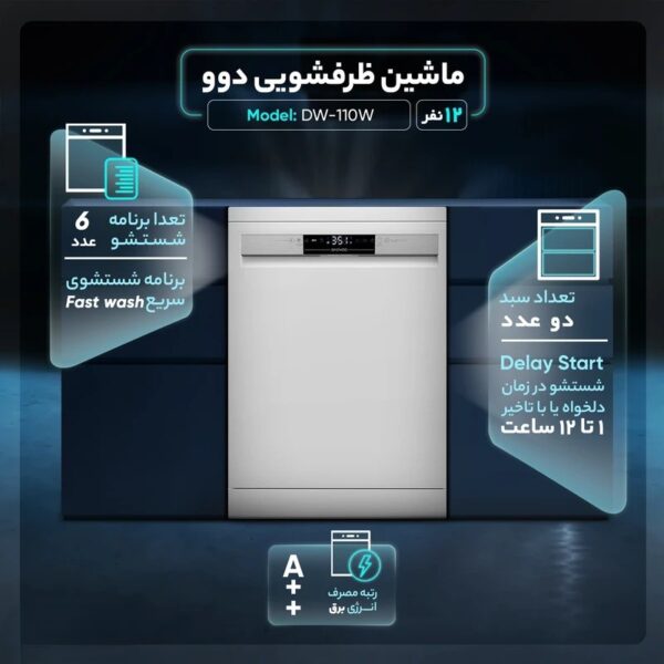 ماشین ظرفشویی 12 نفره دوو مدل DW-110S و DW110W - Image 4