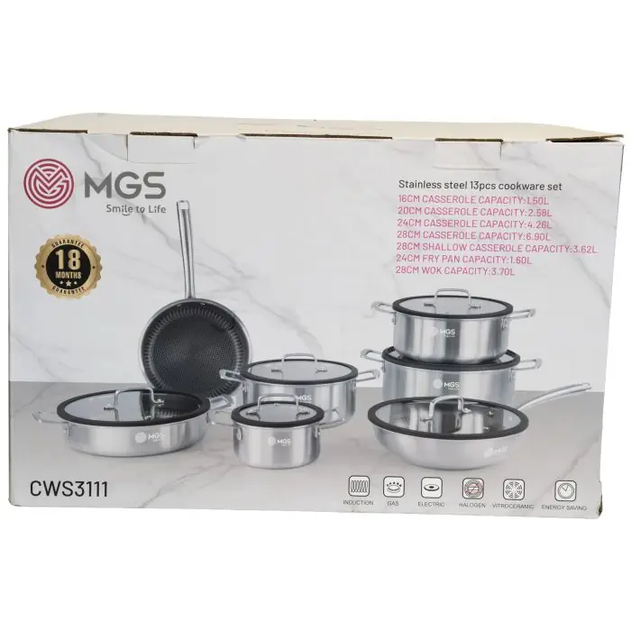سرویس قابلمه 13 پارچه استیل کف لیزری MGS مدل CWS3111 - Image 10